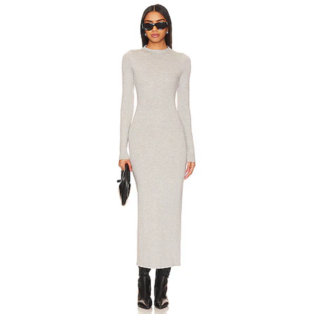 AFRM Juniper Dress in Heather Grey in Gray